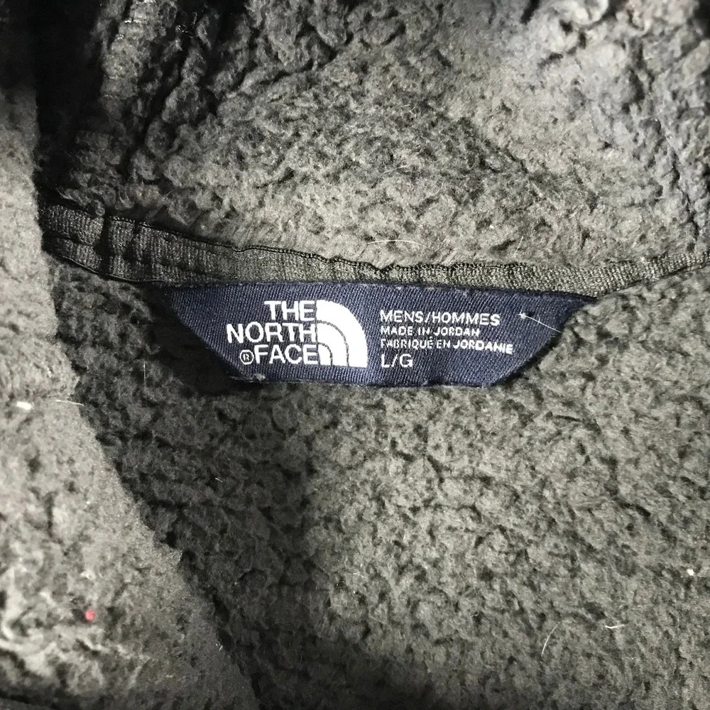 The North Face Mens Campshire Anorak Sherpa Fleece Hoodie Grey Large Quarter Zip